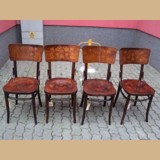 4 sedie depoca con seduta e spalliera intarsiate 